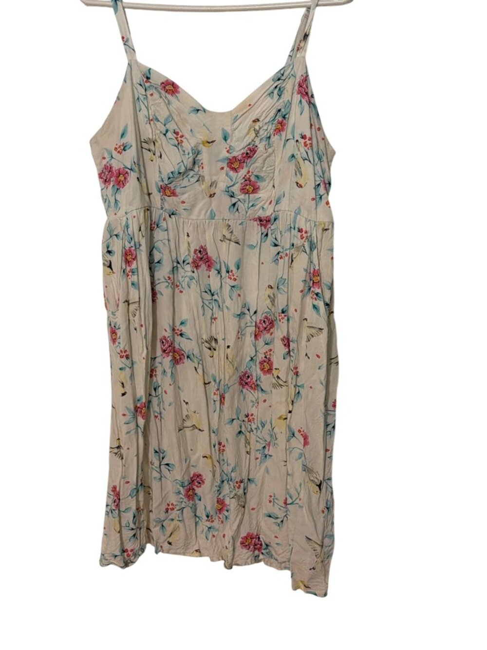 Torrid Challis Dress Floral Bird Print Sundress Sleeveless Elastic Back Sz 1